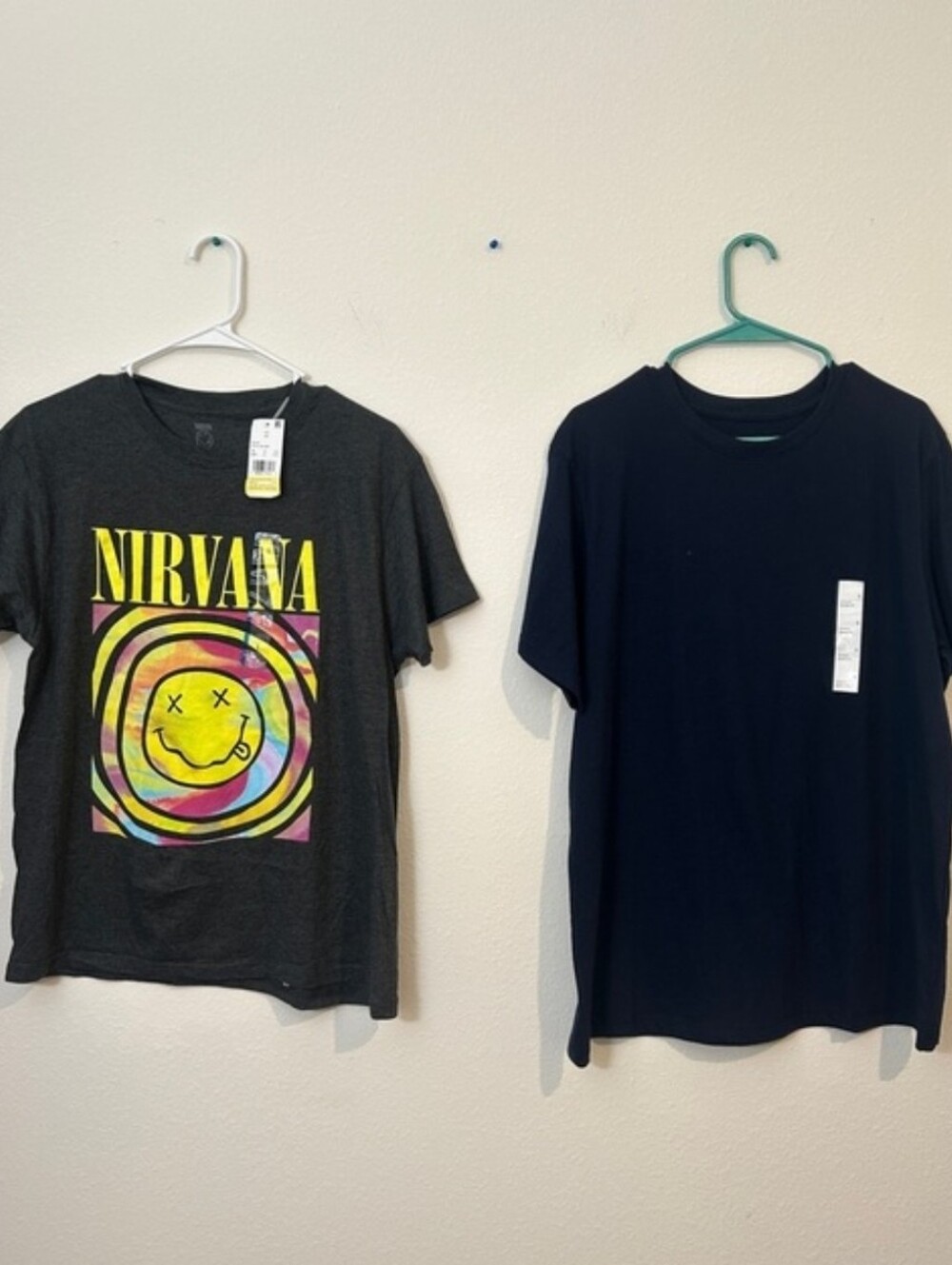 Goodfellow & Co Navy Short Sleeve Crew Tee And Graphic Nirvana T-Shirt- Set Of 2